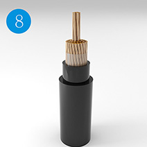 Copper conductor, XLPE insulated, flame retardant flexible cable