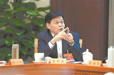 崔根良代表参加十三届全国人大二次会议江苏代表团小组会议